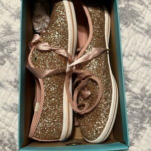 Kate Spade Glitter Keds Rose Gold 8M